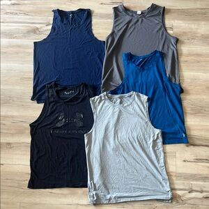 Lot of 5 men’s medium tank tops - Blues, Grays, Black